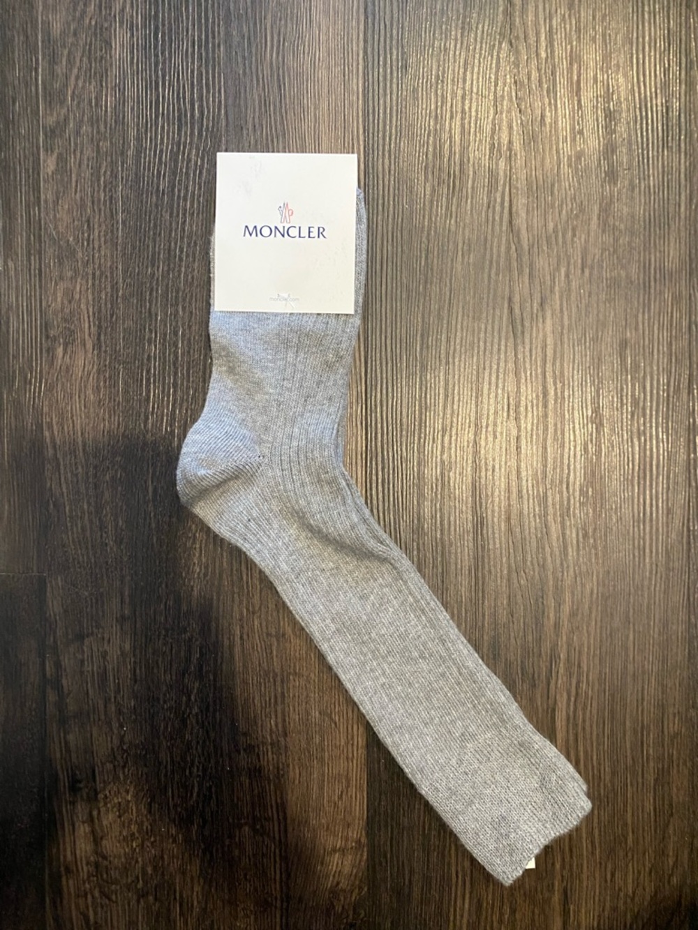 Moncler Gray Ribbed Socks Size M NEW